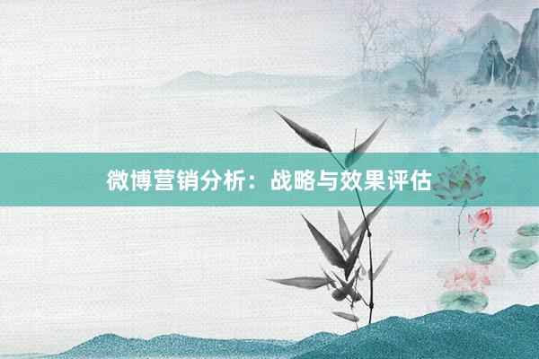 微博营销分析：战略与效果评估